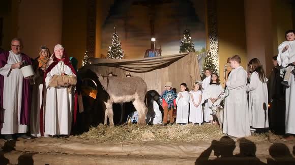 Living Nativity play at Our Lady of Hope Church, Coal Township, Pennsylvania
