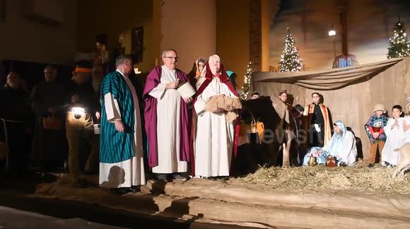 Living Nativity pageant at Our Lady of Hope Church, Coal Township, Pennsylvania