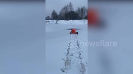Determined Rescuers Save Dog Who Fell Through Ice Twice in Moscow, Russia