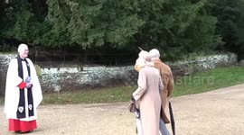 King and Queen arrive at a Christmas Day service in Sandringham, UK