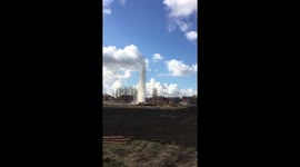 Burst main causes big water spout in Merseyside, UK