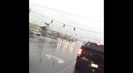 Traffic lights sway perilously during storm