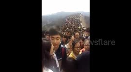 Astonishing amount of people on the Great Wall of China last weekend
