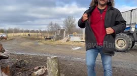 EPIC FAIL! Dad BREAKS Axe Splitting Wood & Showing Off To His Kid!