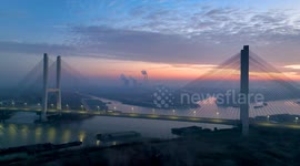 Cargo Ships Sail On The Beijing-Hangzhou Grand Canal in Huaian, China
