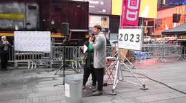 People celebrate Good Riddance Day ahead of New Year's Eve in NYC, USA