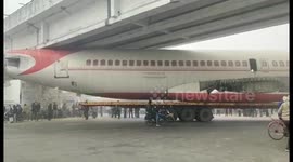Plane gets stuck under bridge while being transported in Bihar's Motihari