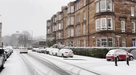 Snow arrives in Glasgow as Storm Gerrit causes travel chaos across UK