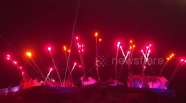 Fireworks display lights up Hogmanay celebrations in Edinburgh, UK