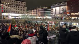 New Year Crowds Chant For Gaza in Stockholm, Sweden