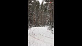 Car freaks unleash their drifting madness on snow-covered tracks in Sweden