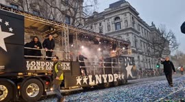 Boyzlife and Chesney Hawkes entertain the crowds at the London New Year's Day Parade