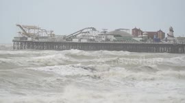Waves batter Brighton Marina as weather warning issued in UK