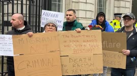 Albanian Community protested in Downing Street for the suicides into the refugee camps