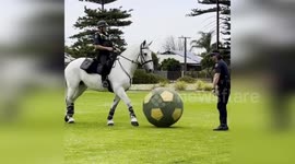 Police Officers Play Horseback Football in South Australia