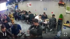 Diners run in fear as restaurant owner's son accidentally lights stash of firecrackers