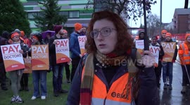 Junior doctors join picket line outside Manchester Royal Infirmary in Manchester, UK