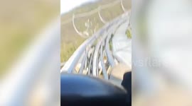 Couple survives empty roller coaster car crashing into the back of them on ride