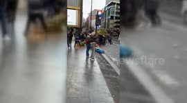 Storm Henk Topples Christmas Tree in London, UK