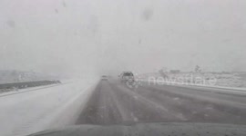 Near-Whiteout Driving Conditions Between Vegas And Los Angeles, USA