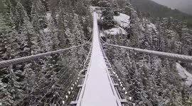 Snowy Suspension Bridge Stroll in Squamish, BC, Canada