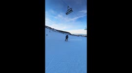 Shark Sideswipes Skier