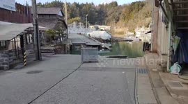 Devastating earthquake causes road collapse in Ogi Mitsuya, Noto Town, Japan