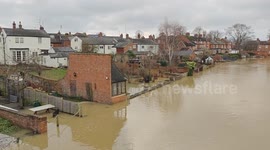 Flooding in Newport Pagnell, Buckinghamshire,following Storm Henk