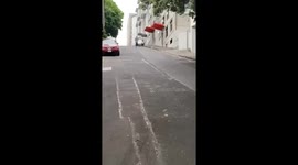 Skateboard mishap: speeding at 60kps ends in a fall