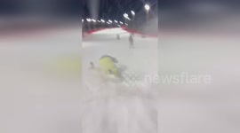 Ouch! Skier learns hard, painful lesson not to pose for photos on the slope