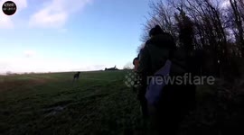Moment female hunt saboteurs were dragged through muddy field by four masked thugs