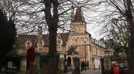 Walking past Sir W Powells Almshouses, Fulham, London, United Kingdom