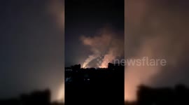 Fires Burn In Deir al-Balah, Gaza After Israeli Bombardment