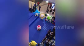Cute mascots have dance-off at mall event