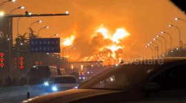 Huge fire breaks out at warehouse in eastern China