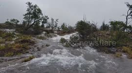 Hilina Pali Road Flooding in Hawaii Volcanoes National Park, HI, USA