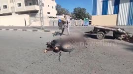 GRAPHIC FOOTAGE: Red Crescent Evacuate Fatalities From Gaza Road in Khan Yunis