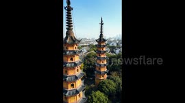 The Overview of the Twin Pagod in Suzhou, China