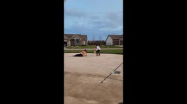 Boy has his 'ankles broken' by little sister's incredible basketball fake