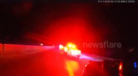 Police Officer Narrowly Escapes Collision in Harrowing Incident in Overland Park, KS, USA