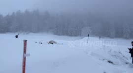 Skier Fails at Front Flipping Over a Road