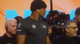 Anthony Joshua and Francis Ngannou face off for first time ahead of clash