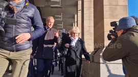 Falsely convicted sub-postmistress Jo Hamilton is seen in Westminster after giving evidence to MPs in Horizon scandal