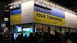 Armed police surround the WEF Ukraine shop on the Davos Promenade for President Vladimir Zelenski