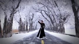 Chinese woman performs graceful modern dance amidst snowy landscape