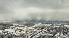 Drone Captures Spectacular Approaching Snow Storm About To Impact Small Town - Clip 5