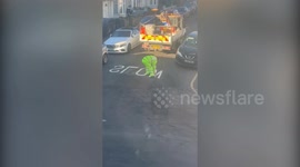 Locals confused as road painters spell word 'SLOW' backwards on the tarmac