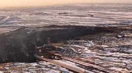 Highway into Grindavik engulfed by lava as work underway to reconstruct power lines