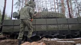Russian tank brigade allegedly destroyed Ukrainian ammo warehouse hidden in forest