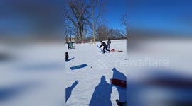 Detective Sergeant Calhoun Showcases Sledding Skills in Columbia City, IN, USA